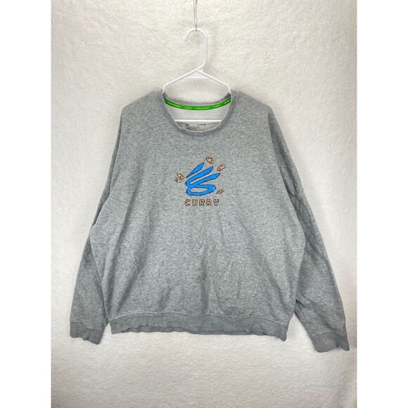 Under Armour Sweatshirt Men’s XL Gray Steph Curry‎ Cookies Crew Neck Pullover - Picture 1 of 7